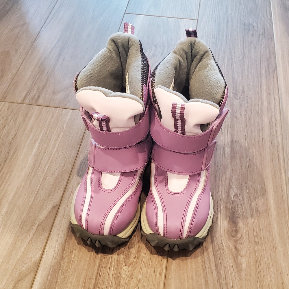 Purple and Silver Rain & Snow Boots with Velcro Strap